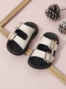 Children's Fashion Double-Row Square Buckle Slippers
