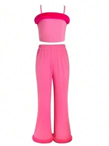 SHEIN Tween Girls' Cute And Sweet 2-Piece Set - Pink - View 1