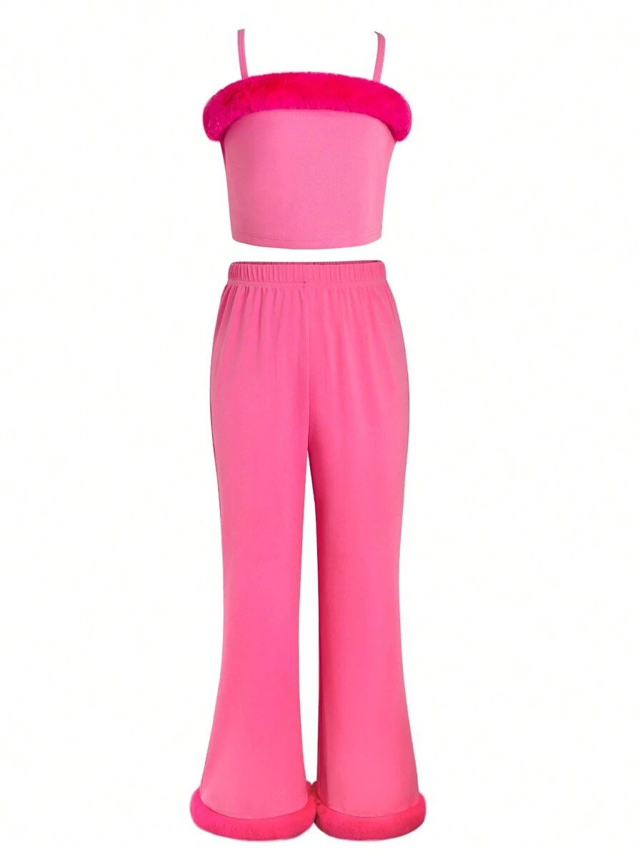 SHEIN Tween Girls' Cute And Sweet 2-Piece Set - Pink - View 1