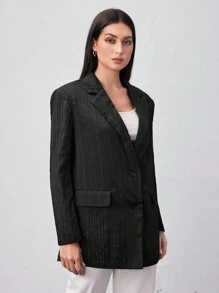 Seusyu Women's Long Sleeve Notched Collar Blazer Jacket - Black - View 4