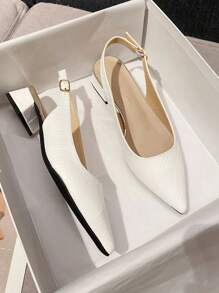 Giày sandal đế thô 3cm họa tiết nứt gót cho nữ ngày lễ tình nhân - trắng - Xem 1