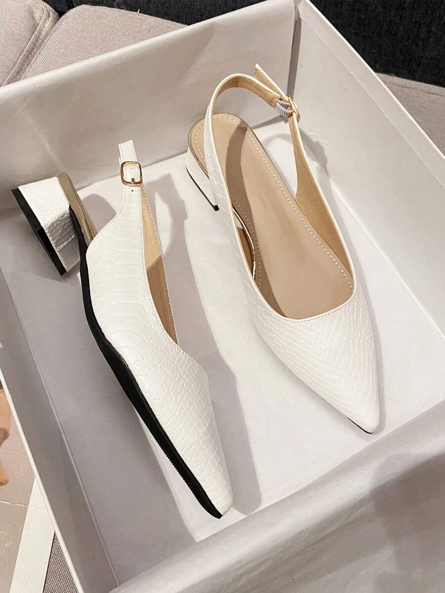 Giày sandal đế thô 3cm họa tiết nứt gót cho nữ ngày lễ tình nhân - trắng - Xem 1
