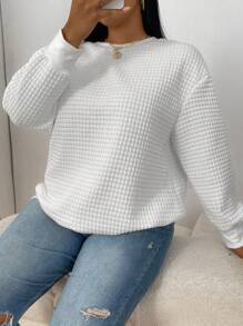 SHEIN LUNE 2 piezas Sudadera con hombros caídos de unicolor, sudadera de otoño - Multicolor - Ver 6