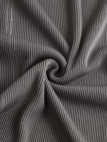 Teen Girls' Sleeveless Knitted Dress With Embellished Rhinestone Letter Stand Collarline - Grey - View 4