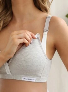 SHEIN Maternity Lace Trim Nursing Bra