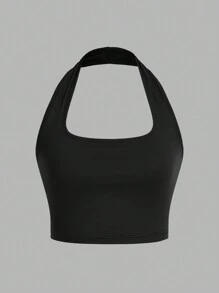 SHEIN EZwear 3 件套黑色、白色、灰色休闲短款露背背心，适合女士夏季穿着 - 彩色 - 查看 6