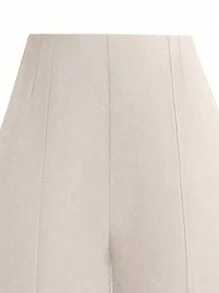 EARO Women's Solid Color Casual Versatile Woven High-Quality Draping Daily Matching Commuting Straight Elastic Waist Professional Suit Pants, Autumn/Winter, Draping Unique Elegant Waist-Cinching Slim-Fit Comfortable Loose Elegant Casual Pants - Apricot - View 4