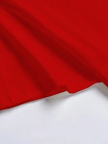 SHEIN 十二歲少女的字母印花短袖t卹和彈性腰短褲套裝 - 紅色 - 查看 3