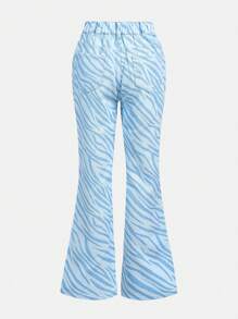 Teen Girls' Zebra Stripe Flared Jeans - Blue - View 2