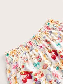 SHEINNeu Zabawa  Dopamina Wiśniowy nadruk Nadruk z kokardą Lato Spódnice