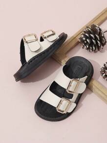 Children's Fashion Double-Row Square Buckle Slippers