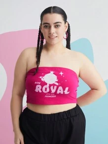 Mr Men Little Miss X SHEIN 加字母圖形短身管上衣