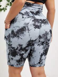 SHEIN Lady Mallas de talla grande con teñido anudado y cintura ancha para un ajuste slim, verano - Multicolor - Ver 2