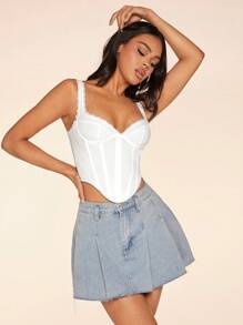 SHEIN BAE 白色蕾丝吊带背心，女士白色文胸，女士文胸，秋季/秋季