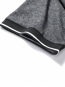 男士复古风格拼色简约轻便短袖领口休闲 Polo 衫，夏季，适合打高尔夫 - 灰色 - 查看 5