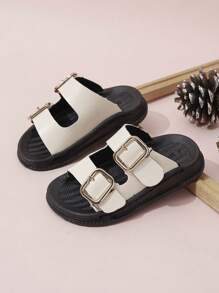 Children's Fashion Double-Row Square Buckle Slippers