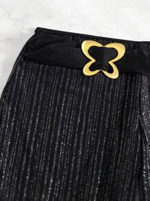 SHEIN Swim Loose Straight Fit Cover Up Pants With Butterfly Buckle Summer - Black - View 6