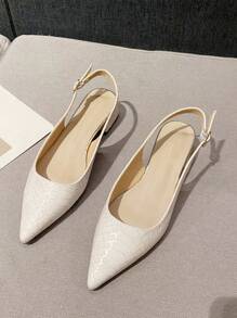 Fashionable Simple Style Gold Cracking Pattern Chunky-Heeled Sandals For Women, Comfortable 3cm Heel Height Valentines - Apricot - View 3