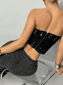 SHEIN ICON 女士金屬插環裝飾無帶背心