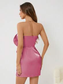 Aveloria Women's Exaggerated 3d Flower Decorated Strapless Dress