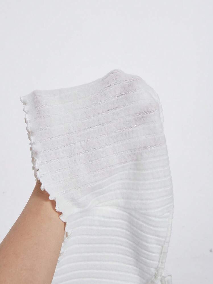 SHEIN MOD White Summer Top Lettuce Trim Cami Top