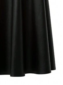 SHEIN Clasi Plus Size Women's Pu Leather A-Line Midi Skirt - Black - View 4