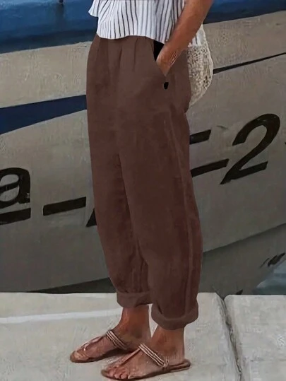 EMERY ROSE Plus Size Women's Elastic Waist Straight Leg Pants Fall Cloth For Women