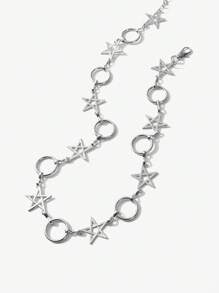 SHEIN ICON Silver Five-Pointed Star & Circle Design Waist Chain - Silver - View 4