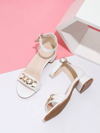 New Fashion Children's High Heel Sandals With Metal Buckles, Princess Dress Shoes For Performance