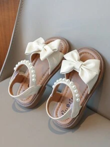 Girls' Sweet Bowknot Flat Sandals, Fashionable Toddler/Little Kid Soft Bottom Summer Shoes