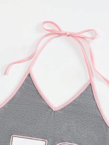 SHEIN Qutie 數字印花綁頸背心 - 彩色 - 查看 5