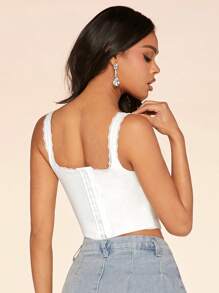 SHEIN BAE 白色蕾丝吊带背心，女士白色文胸，女士文胸，秋季/秋季