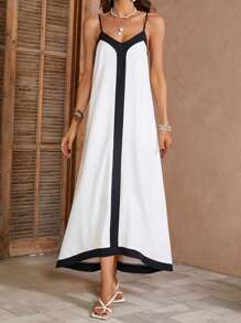 Breezaya Vestido De Tirantes Con Bloque De Color - Blanco - Ver 1