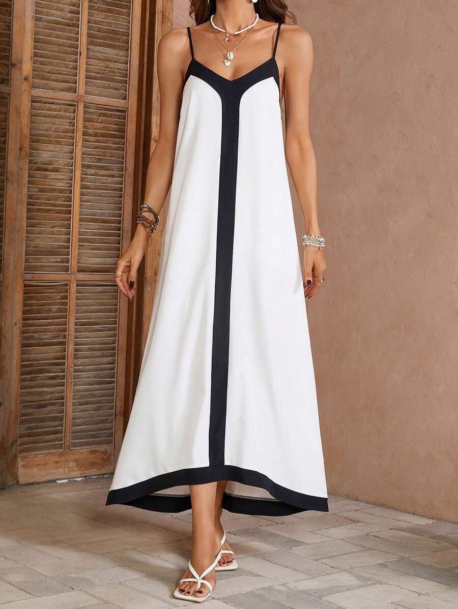 Breezaya Vestido De Tirantes Con Bloque De Color - Blanco - Ver 1