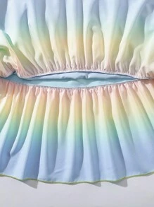 SHEIN Tween Girls' Gradient Multicolor Off Shoulder Spaghetti Strap Dress,Holiday,Summer,Travel - Multicolor - View 6