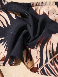 Slaydiva Kích thước lớn Kỳ nghỉ Phong cách Giải trí In thực vật Áo Bandeau  Với Phù hợp Bộ váy - Nhiều màu - Xem 6