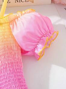 SHEIN Tween Girls' Gradient Multicolor Off Shoulder Spaghetti Strap Dress,Holiday,Summer,Travel - Multicolor - View 3