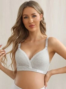 SHEIN Maternity Lace Trim Nursing Bra