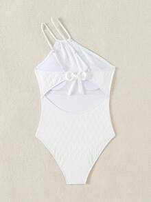SHEIN Swim Của phụ nữ Màu thuần Áo tắm một mảnh - trắng - Xem 6