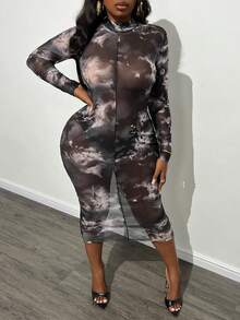 Slaydiva Kích thước lớn Bóng Phù hợp & Nhấp nháy Tay áo dài Đầm - Nhiều màu - Xem 7