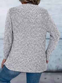 SHEIN LUNE Plus Fringe Trim Asymmetrical Hem Cardigan - Light Grey - View 2