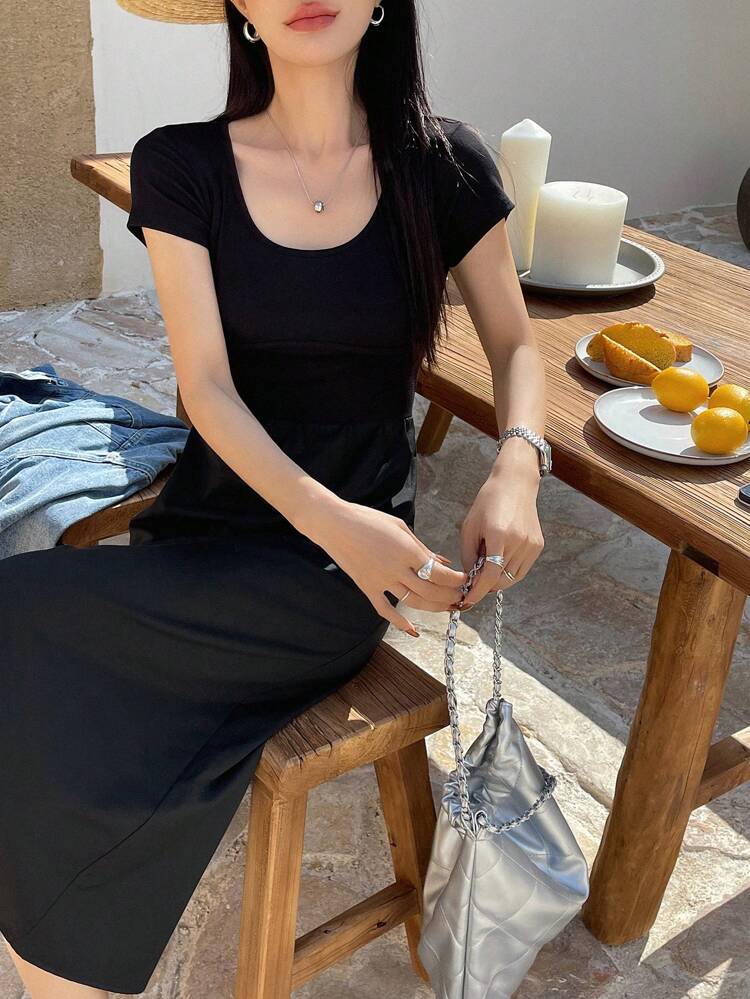 Women's Solid Color Backless Twist Knot Dress Sundress Maxi Dress