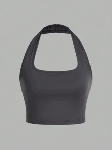 SHEIN EZwear 3 件套黑色、白色、灰色休闲短款露背背心，适合女士夏季穿着 - 彩色 - 查看 9