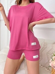 Của phụ nữ Hoa hồng đỏ Phong cách In Bộ đồ ngủ - Màu Hồng Tươi - Xem 3