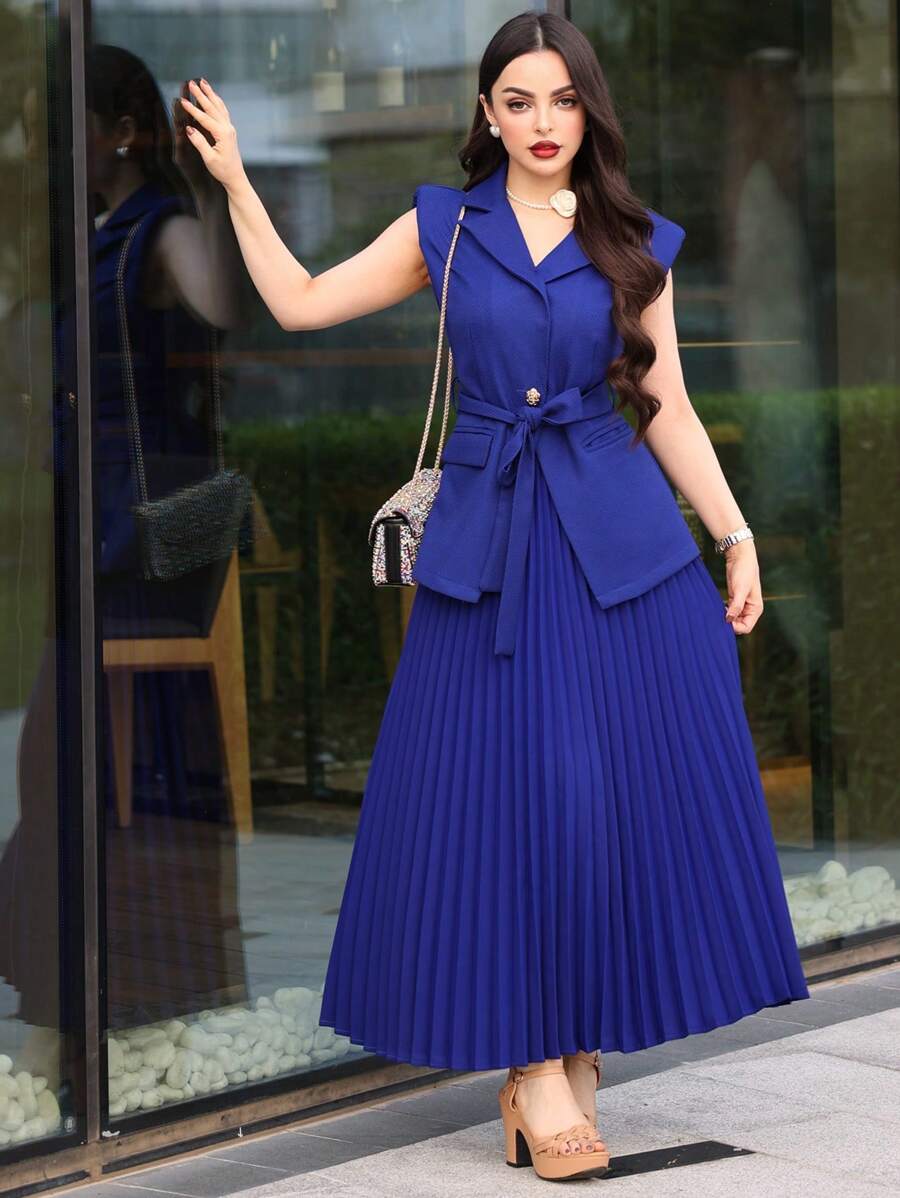 Modelyn Women'S Plain Suit Set 2 Piece Set - Royal Blue - View 1