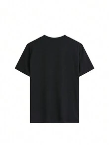 Camiseta de manga corta con cuello redondo, estampada, sencilla y versátil para mujer, nueva moda de verano, cómoda, con diseño estampado, blusa blanca o negra para mujer. - Negro - Ver 5