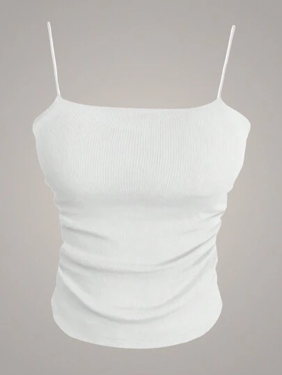 INAWLY Ribbed Knit Solid Color Tank Top