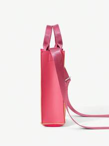 SHEIN ICON Colorblocked Handheld Crossbody Bag, Y2k Bag, Street Style - Hot Pink - View 7
