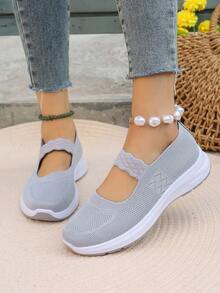 Women's Comfortable And Breathable Fashionable Casual Sports Shoes - Light Grey - View 2