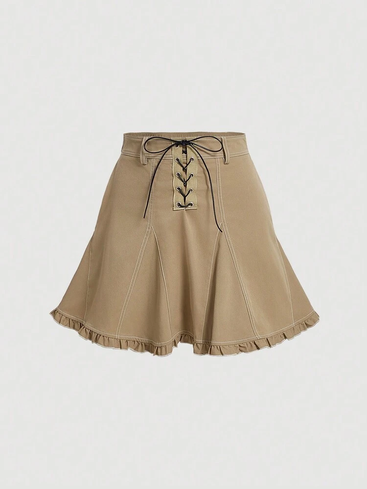 Women's Front Tie Design A-Line Skirt